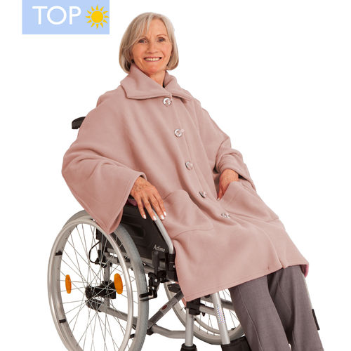 *AnnikaT* sommerleichter modischer Damen Rollstuhl Mantel aus meliertem Fleece