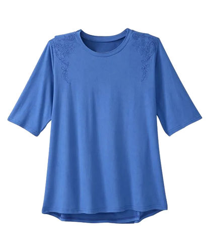 *FlaviaT* adaptives Damen Pflege Shirt Sommer Top mit Stickerei