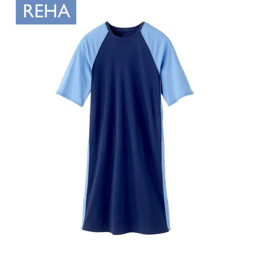 *MicheleT* adaptives Unisex Reha-Nachthemd mit seitlichen Öffnungen