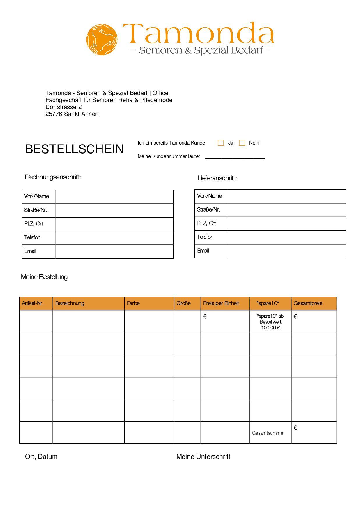 Bestellschein - zum Download PDF