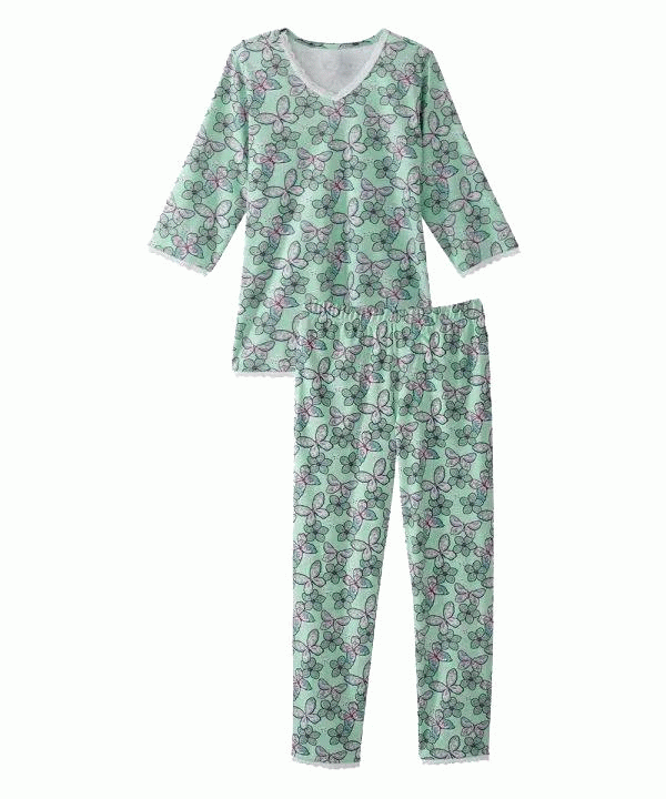 *SusiT* Damen Pyjama Set - Top mit offenem Rücken und Spitzenbesatz