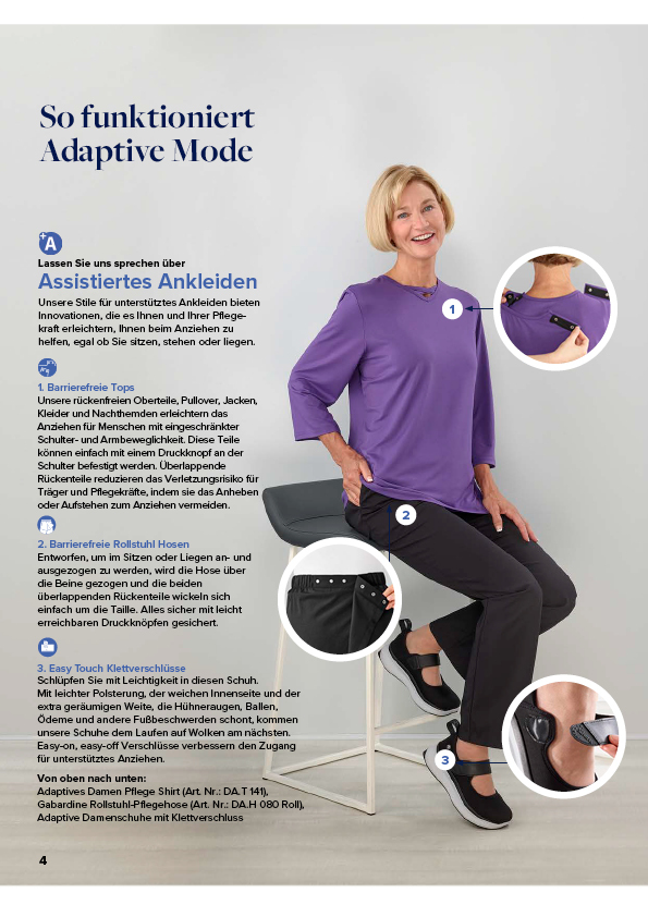 Adaptive Damenmode leicht erklärt - hier assistierend kleiden